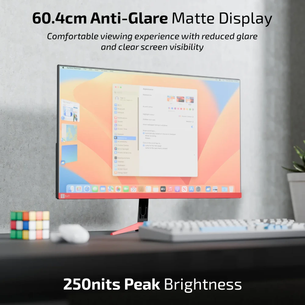 Iball LED Monitor 24" FHD VA 144 Hz with HDMI | DP (Bird i238) Black view 4